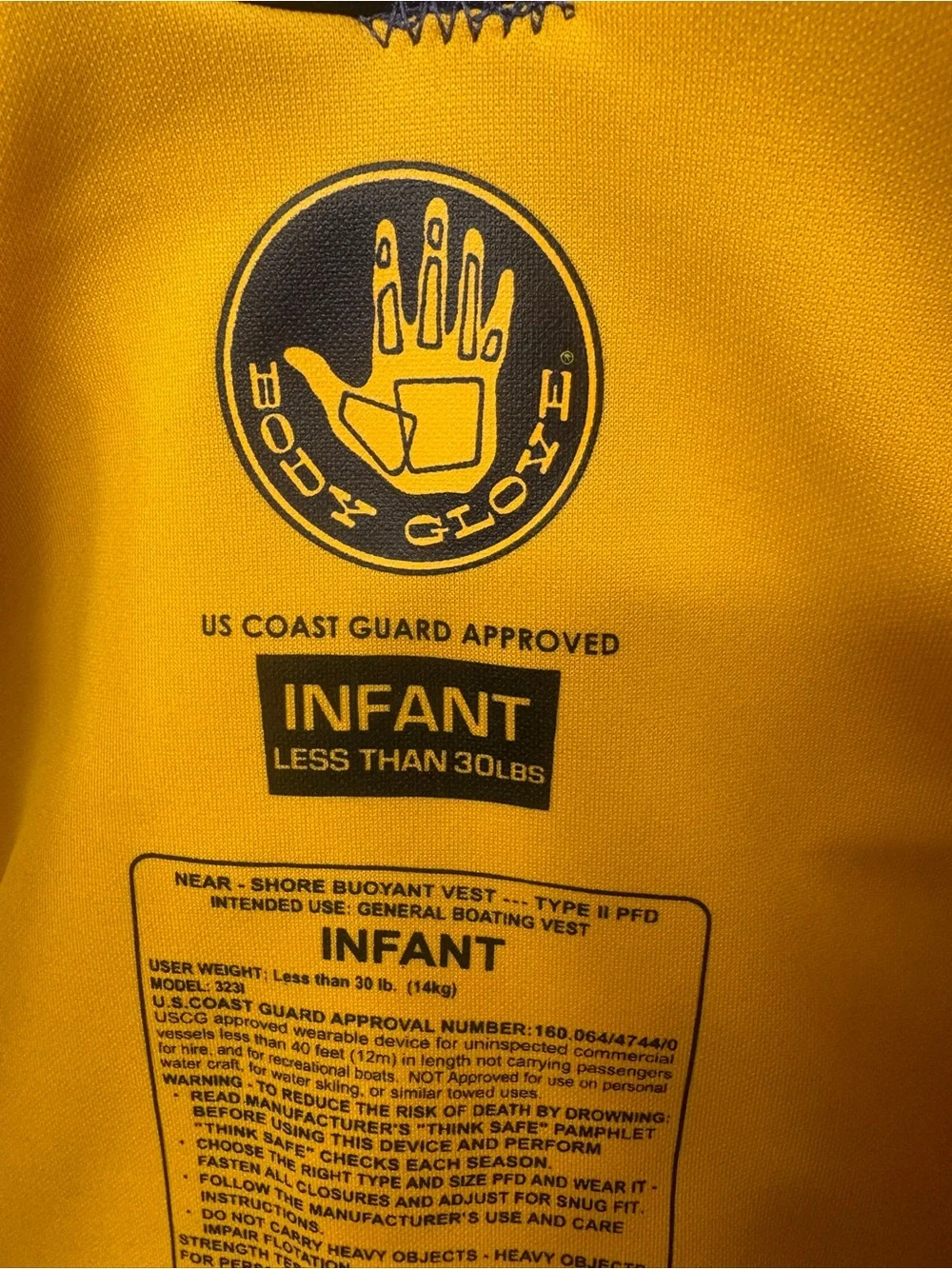 Body Glove Blue Striped Infant Life Jacket with Yellow Trim